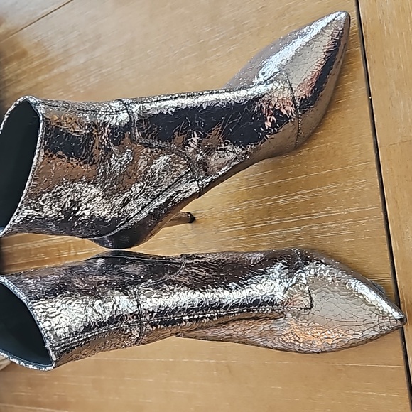 Free people Shoes - NEVER WORN FREE PEOPLE LEATHER  SILVER METALLIC LEXI HEEL BOOTS